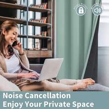 1片装2026新款遮光窗帘，顶部穿孔设计，99%遮光率，适用于卧室窗户，阻挡紫外线，夏季遮光窗帘 - 淡綠 - 查看 7