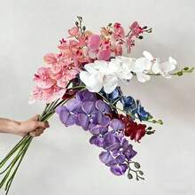 1 pieza Rama artificial grande de orquídea Phalaenopsis, decoración del hogar, decoración de boda, suministros para fiestas y festivales - Blanco - Ver 4
