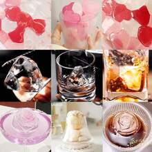 1pc Silicone Ice Cube Tray With Interesting Shapes, Including Rose, Heart, And Square Molds, Suitable For Making Small Diamond Rose Ice Cubes For Beverages, Coffee, Etc. - Multicolor - View 7