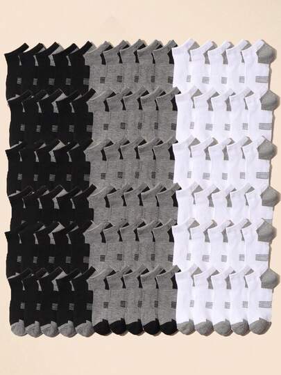 10 Pairs Kids' Black, White, Gray Solid Color Casual Mid-Calf Socks, Minimalist Classic Colors, Comfortable Breathable Moisture-Wicking, Suitable For Outdoor, Sports, And Home Wear