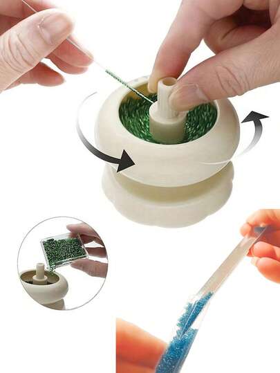 beadia 1 Set de herramientas de plástico para enhebrar cuentas, kit con recipiente para almacenar cuentas y aguja para manualidades de joyería DIY como pulseras y collares [Color aleatorio]