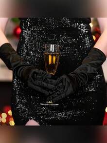 1 双女士歌剧长手套 - 20 年代派对服装 - 及腕缎面茶会歌剧新娘手套 - 公主配饰 - 彩色 - 查看 9