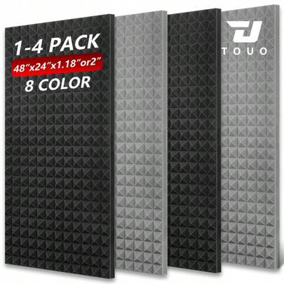  1-4 paquetes de paneles de espuma acústica amortiguadora de sonido TOUO de 47.2"X23.6" con diseño de pirámide para aislamiento de paredes en el hogar, estudio o KTV