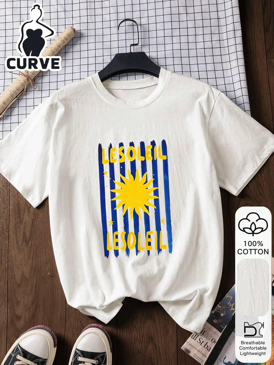 Áo thun ngắn tay cotton dáng rộng mùa hè 2026 dành cho nữ, chất liệu mềm mại, họa tiết mặt trời, phong cách đường phố phương Đông, 100% cotton cao cấp, gợi ý trang phục đi học màu trắng. - trắng - Xem 1