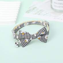 Adjustable Pet Collar With Plaid, Daisy Flower, Bow Tie, And Bell Pendant For Cats And Dogs - Multicolor - View 11