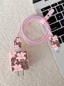 Cow Print Earphone Case With Keychain, Cute Animal Pattern Protective Cover Compatible With Bluetooth Earbuds - Multicolor - View 2