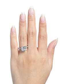 XUJIA 1 Stück Damen 925 Sterling Silber Ring mit 3,5 Karat Kissen-Schliff hochwertigem kubischem Zirkonia, Größe 9x9mm, geeignet für Jahrestag, Hochzeit, Geburtstag und andere Anlässe, hochwertiges Schmuckgeschenk für sie - Silber - Übersicht 3