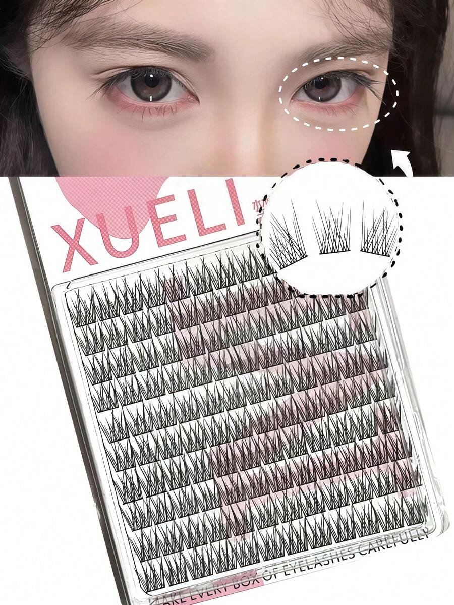 120片婴儿美人鱼尾巴假睫毛，自然清纯妆容，适合日常佩戴，可重复使用 - 查看 1