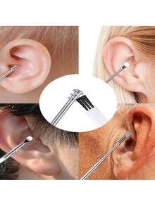 7 Pcs Ear Pick Earwax Removal Kit Ear Cleansing Tool Set, Ear Curette Ear Wax Remover Tool With Cleaning Brush And Storage Box, Sliver - View 7
