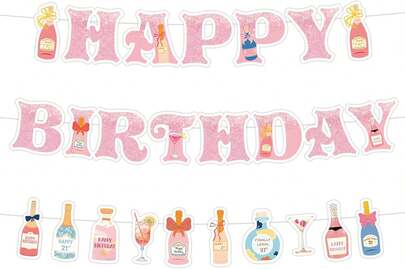 decoraciones para 21 cumplea os pancarta rosa de feliz cumplea os botella de champ n vino guirnalda de martini para su fiesta de 21 os