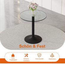 Minimalist And Modern Round Bar Table In Tempered Glass: With A Diameter Of 89 Cm And A Height Of 92 Cm, It Is The Ideal Choice To Create A Slightly Luxurious Atmosphere. - Black + Transparent + Glass + Metal + Circular - View 11