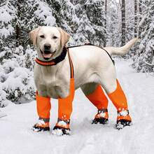 Dog Harness Boots, Anti-Slip Anti-Fall Waterproof Dog Shoes Leg Protector, For Small/Medium/Large Dogs Paw Protection, Adjustable Pet Outdoor Walking Shoes - Orange - View 6