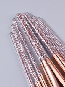 7支装闪亮水晶化妆刷套装，柔软合成毛，全套面部眼部美容工具，礼品全新 - 彩色 - 查看 8