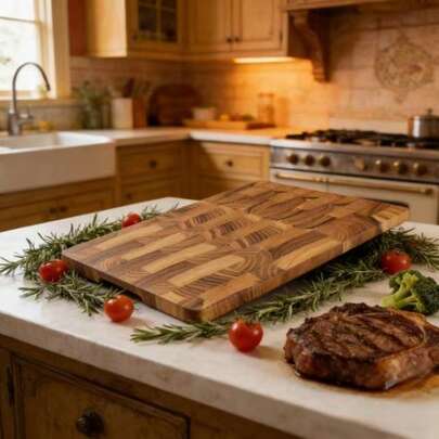 MIYORK 1块柚木迷你砧板，天然木纹质感，色调温暖，触感奢华。专为水果、奶酪和简餐场景设计，便携易收纳，适合切菜、盛菜、单人用餐、露营和野餐，兼具美观与实用性。