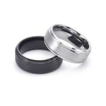 1 chiếc nhẫn thép không gỉ dây vonfram tối giản, thiết kế đa năng unisex. - màu đen - Xem 5