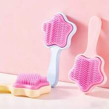 Customized Text Logo 5-Pointed Star Comb, Cute Star Massage Comb, Tangle-Free Smooth Hair Brush, Rounded Teeth Won't Hurt Scalp, Anti-Static Massage Brush, Portable Pocket Comb, Daily Hair Care Essential For Girls - Multicolor - View 4