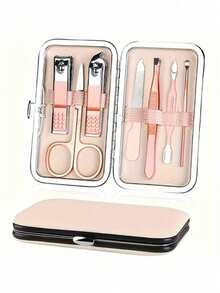 Initial Letter Print Travel Nail Care Set, Black A-Z Letters, Large Capacity Nail Care Storage Box, With Stainless Steel Tools, Ultra Sharp Anti-Splash Nail Clipper Set, Classic Design Scissor Case, Suitable For Beauty Essentials, Travel, Outings, Boarding School And Home Essentials. Perfect For Birthday Gifts, Graduation Gifts, Travel Accessories, Mother's Day Gifts, And Spring/Summer Essentials - Multicolor - View 6