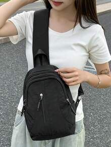 peach tree 1个男女通用尼龙休闲单肩包，轻便斜挎包，多功能日常旅行信使包，桃树图案 - 彩色 - 查看 3