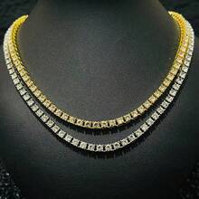 1条4毫米镶钻网球链项链，可叠戴，适合休闲装、摇滚、说唱、嘻哈风格。 - 時尚網球鏈 - 查看 2