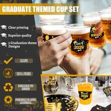 DBlack And Gold Graduation Decorations 2026 Party Cups - 50pcs 12 Oz Black Gold Disposable Graduation Plastic Cups For Drinks Class Of 2026 Grad Party Plies - 50 Black Cups - View 2