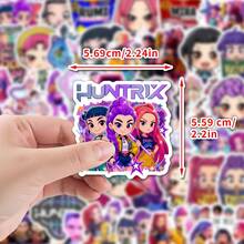 50pcs K-POP Girl Group Cartoon Stickers - 50pcs Waterproof Cute Chibi Character Stickers Suitable For Water Bottles, Laptops, Skateboards, Phone Cases And Diaries, Perfect Gift For K-POP Fans, Teenagers And Girls - Multicolor - View 2