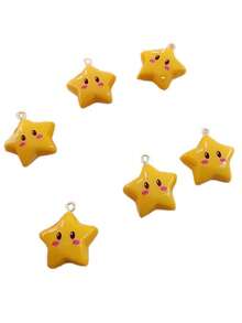 3/5/7/10个可爱星星吊坠，黄色树脂材质，适合DIY珠宝制作，如项链、手链、钥匙扣及其他手工艺品。 - 彩色 - 查看 10