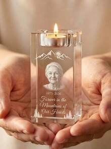Custom Personalized Memorial Crystal Photo Block - 3D Portrait Engraved Keepsake With Timepiece Design - Sympathy Gift For Loss Of Loved One - Ideal For Remembrance Altar, Home Decor & Funeral Display - Multicolor - View 7