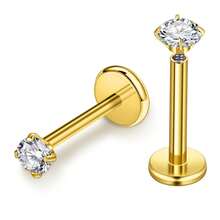 CIZME 2 chiếc khuyên môi ren trong G23 16G bằng hợp kim titan, kích thước 2mm 3mm 4mm, đính đá Cubic Zirconia, thích hợp cho xỏ môi, sụn tai, vành tai. - Zirconi - Xem 8