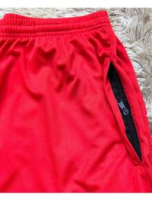 Men's Dry Fit Shorts, Men's Gym Bermuda Shorts With Zippered Pocket And Deep Pocket - Đỏ - Xem 2