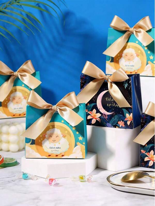 10个/包 宰牲节/开斋节派对礼品糖果纸盒，带丝带，新款豪华礼盒