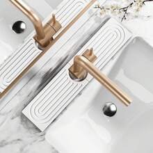 1pc Faucet Mat For Kitchen Sink – Diatomite Stone Drying Mat & Sink Protector, Prevent Moisture – Sink Splash Guard Water-Absorbing Stone Tray For Bathroom Counter (23.6" X 3.9") - Multicolor - View 4