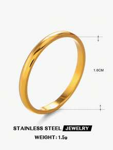 Set de 3 anillos geométricos asimétricos de acero inoxidable chapado en oro de 18K, de estilo minimalista y elegante, adecuados para uso diario, festivales, citas, cenas, como joyería de alta gama y regalo - Multicolor - Ver 6