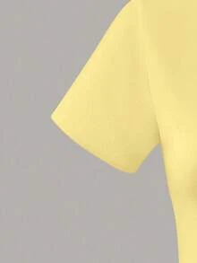 Girls' Soft & Comfortable Short Stingray Graphic T-Shirt, Casual Top For Summer - Yellow - View 5