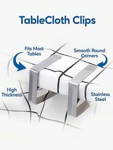 18pcs Stainless Steel Rust-Resistant Tablecloth Clips, Suitable For Home, Restaurant, Picnic, Party Dining Table - Silver - View 8
