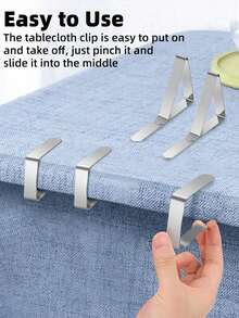 18pcs Stainless Steel Rust-Resistant Tablecloth Clips, Suitable For Home, Restaurant, Picnic, Party Dining Table - Silver - View 6
