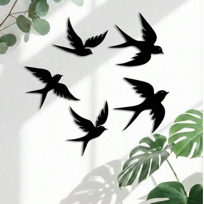 5pcs Metal Bird Iron Art Decorations Suitable For Indoor/Outdoor Wall Door Sign Decoration