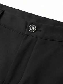 1pc Men's Italian Retro Straight-Leg Casual Suit Pants, New Spring/Summer Fashion Minimalist Suit Trousers - Black - View 4