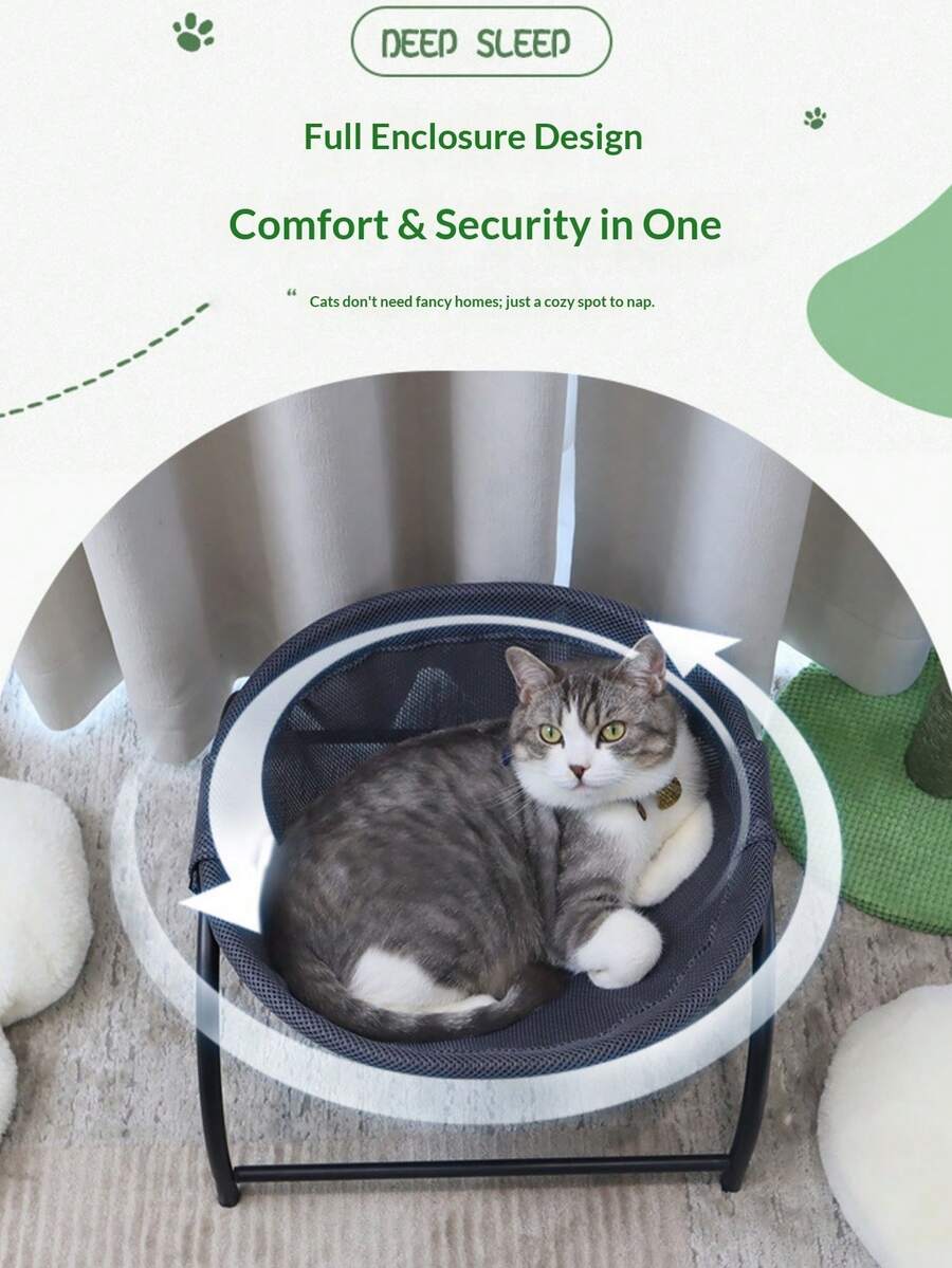 Breathable Pet Bed Cat Hammock, Removable & Washable Small Dog Cat Nest Bed, Summer - Dark Grey - View 1