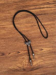 1件美式西部牛仔风格金属扣衬衫配饰，欧美风波洛领带配迷你牛头图案 - 彩色 - 查看 8