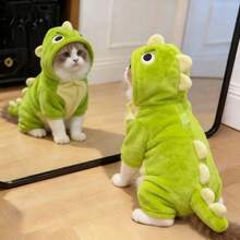 可爱宠物猫狗服装，猫咪用品，小型犬配件，恐龙卫衣，柔软小型宠物服装套装，适合猫咪和幼犬，幼犬用品 - 綠色 - 查看 1