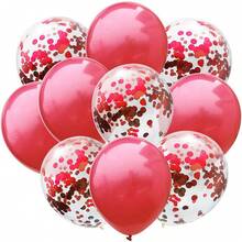 28pcs 10/12inch Red Confetti Latex Balloon For Birthday Anniversary Wedding Balloons Party Decorations - A - View 1