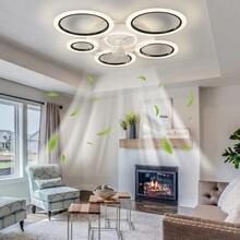 Low Profile Ceiling Fan With Lights, Flower Shaped LED Ceiling Fan, Quiet Bladeless Fan Light For Bedroom, Kids Room, Dining Room - Multicolor - View 5