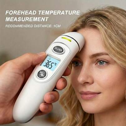 4-w-1 bezkontaktowy termometr cyfrowy z wyświetlaczem LCD, alarmem gorączki i funkcją pamięci, termometr cyfrowy na podczerwień do bezkontaktowego pomiaru temperatury ciała
