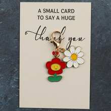 1个/5个花朵雏菊珐琅钥匙扣 “一张小卡片，表达深深的感谢” 感谢贺卡礼物，送给老师和朋友 - 彩色 - 查看 6