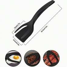 1 pieza, Espátula de freír 2 en 1 con pinzas, Cuchillo de cocina de nailon, Espátula para huevos, Espátula para panqueques y bistec, Utensilios de cocina, Accesorios de cocina - Multicolor - Ver 2