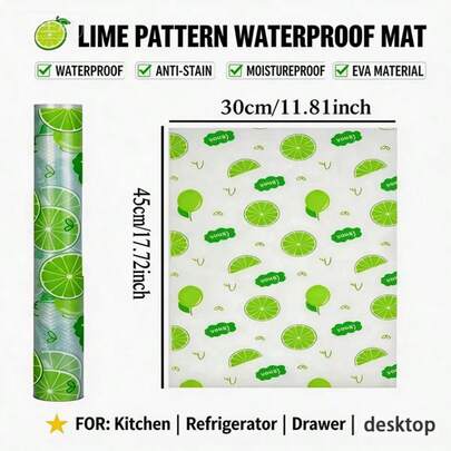 1pc Lemon Print Drawer Liner Mat, Suitable For Kitchen Cabinet, Table, Multiple Sizes Can Be Trimmed, EVA Material, Easy To Clean, Anti-Slip, Waterproof, Oil-Proof, Dust-Proof, Household Pad, Applicable For Refrigerator, Kitchen Shelf, Food Storage Room, Desk, Cabinet, Shoe Cabinet, Wardrobe, Tabletop, Suitable For School, Office, Home, Travel, Spring & Summer, Bridesmaid Gift
