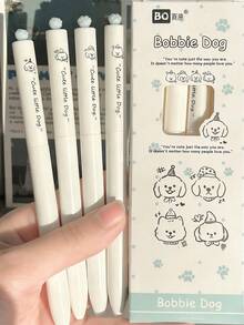 4支装旋转猫狗图案扭扭笔，可爱美观，0.5mm墨水笔，速干黑色笔，适合学习和考试 - 旋轉筆 - 查看 6