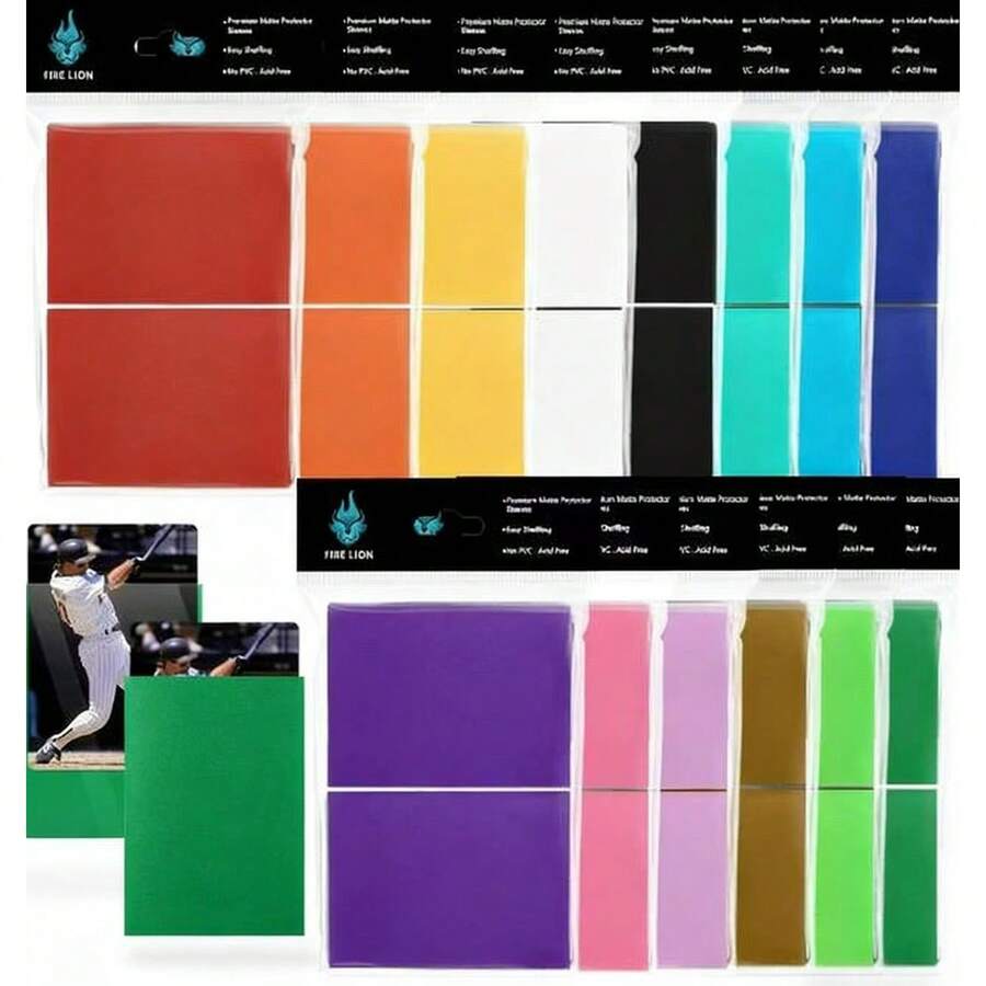 100张66*91mm哑光卡套，适用于收藏卡牌游戏、桌面游戏、棒球卡等，高品质耐用材质，独家设计，是万圣节、圣诞节、生日礼物的理想之选。 - 彩色 - 查看 1