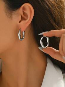 一对不对称纹理耳环，独特设计展现个性魅力，简约时尚，适合各种场合。 - 彩色 - 查看 9