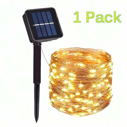 1pc 7M/12M/22M/32M LED Solar String Copper Wire Fairy Lights Outdoor Path Garlands Lamp Patio Christmas Wedding Camping Garden Street Terrace Decoration Lights